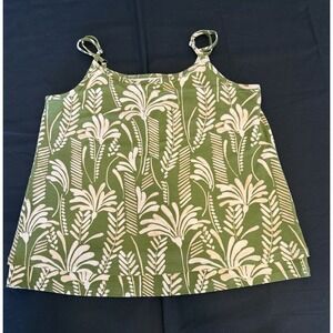 Balcony Cami Cabi 6353 Tropical Palm Green Tan Print Adjustable Strap Size M